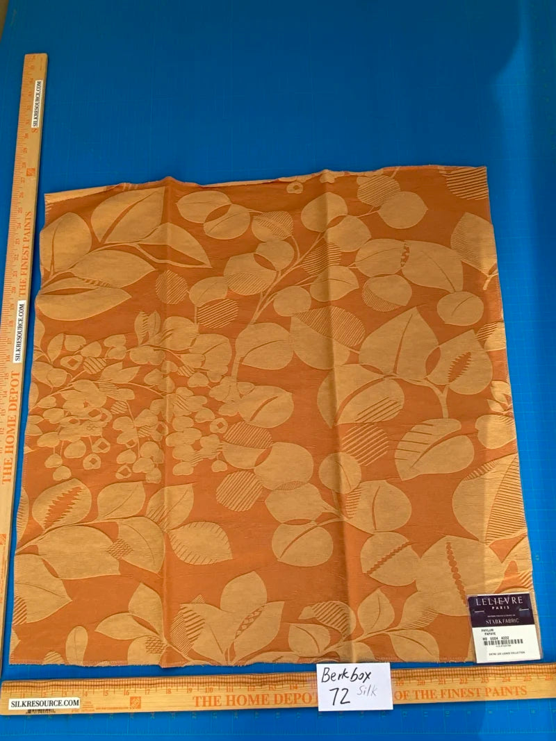 44 Berkbox72 Scalamandre Lelievre Paris Phylum Papaye Damask Leaves Orange MSRP USD 700+/Y