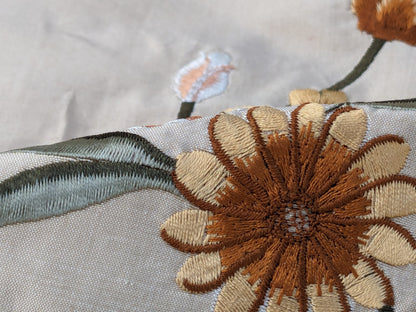 Scalamandre Chahna in Day Lily Orange Silk Embroidery Light Gold Orange daisy Rose Vine &amp; Flower MSRP USD344/y