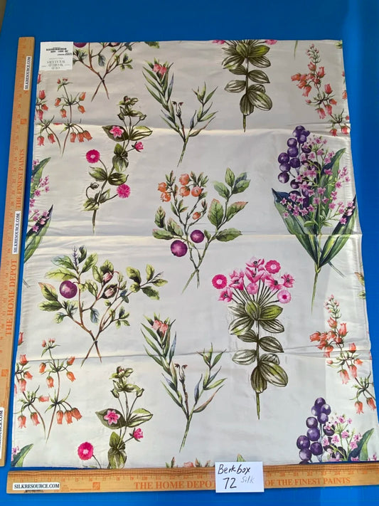 45 Berkbox72 Scalamandre Square Silk Flower Market Petals Floral Print Embroidery Pink Red Purple Green 1yd x 27" MSRP USD 512/y