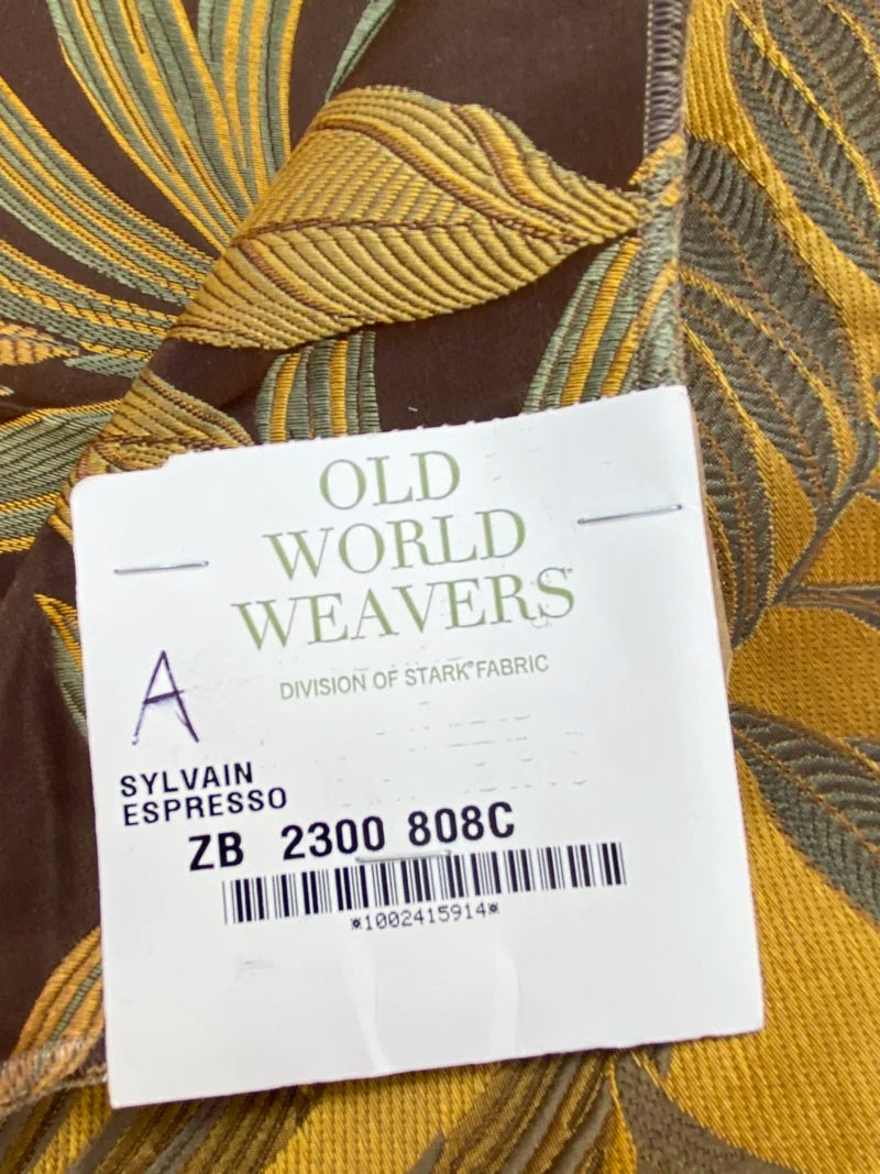 46 Berkbox72 Scalamandre Old World Weavers Square Silk  Sylvain Espresso Dark Brown Damask Tropical Foliage Monstera MSRP USD 300+/Y Piece A