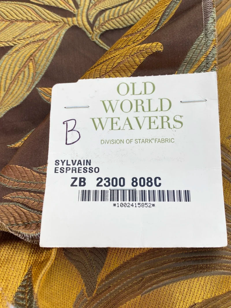47 Berkbox72 Scalamandre Old World Weavers Square Silk  Sylvain Espresso Dark Brown Damask Tropical Foliage Monstera MSRP USD 300+/Y Piece B