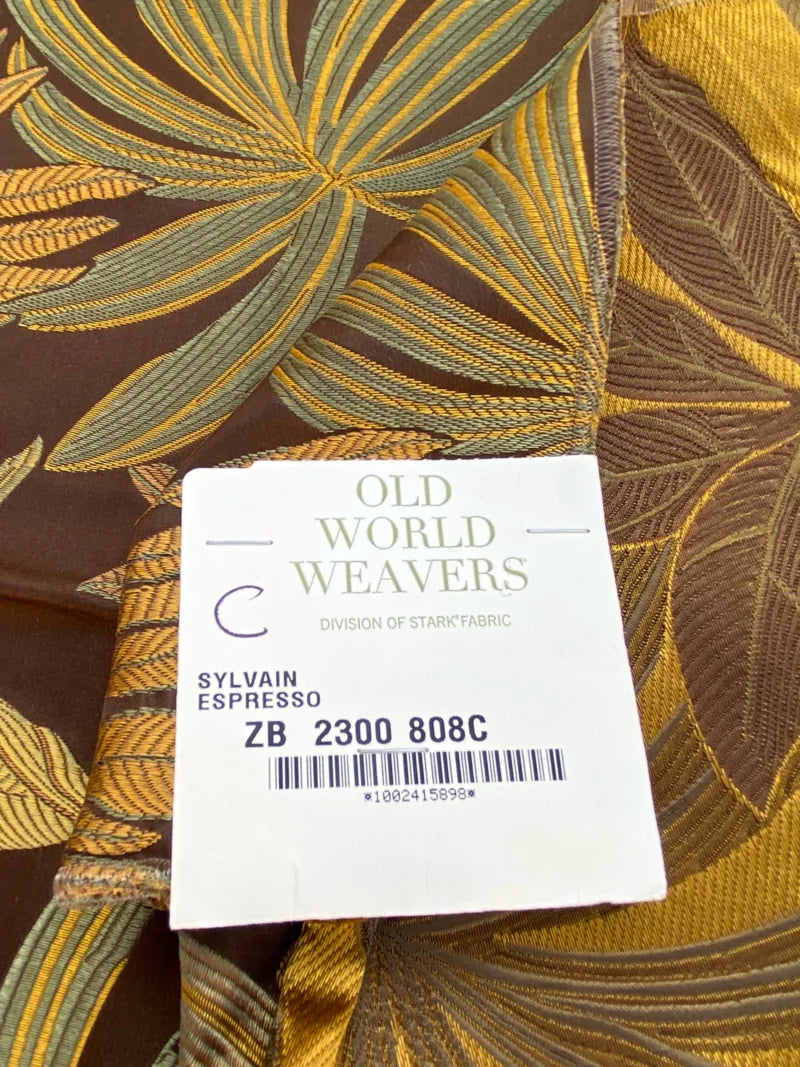 48 Berkbox72 Scalamandre Old World Weavers Square Silk  Sylvain Espresso Dark Brown Damask Tropical Foliage Monstera MSRP USD 300+/Y Piece C