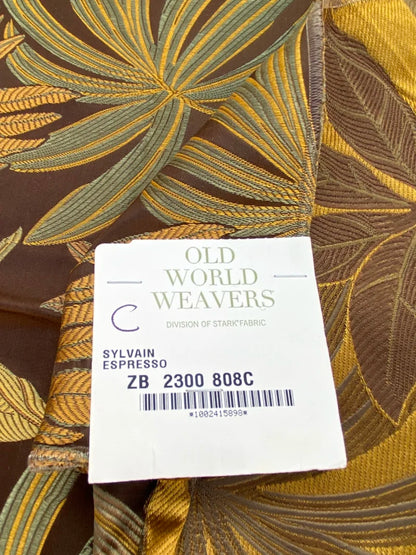 48 Berkbox72 Scalamandre Old World Weavers Square Silk  Sylvain Espresso Dark Brown Damask Tropical Foliage Monstera MSRP USD 300+/Y Piece C