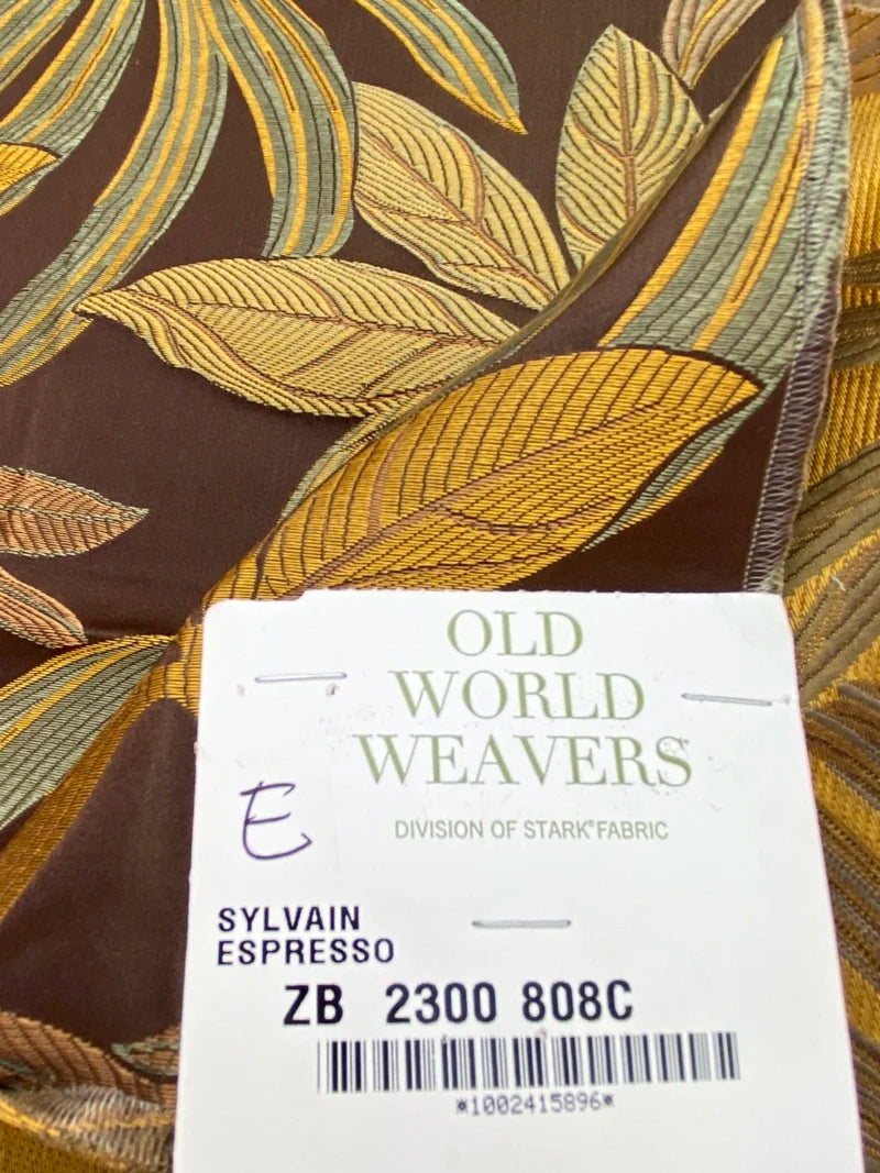 50 Berkbox72 Scalamandre Old World Weavers Square Silk  Sylvain Espresso Dark Brown Damask Tropical Foliage Monstera MSRP USD 300+/Y Piece E