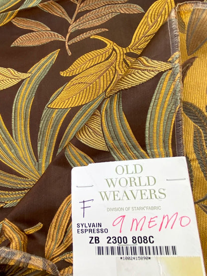 51 Berkbox72 Scalamandre Old World Weavers Square Silk  Sylvain Espresso Dark Brown Damask Tropical Foliage Monstera MSRP USD 300+/Y Piece F