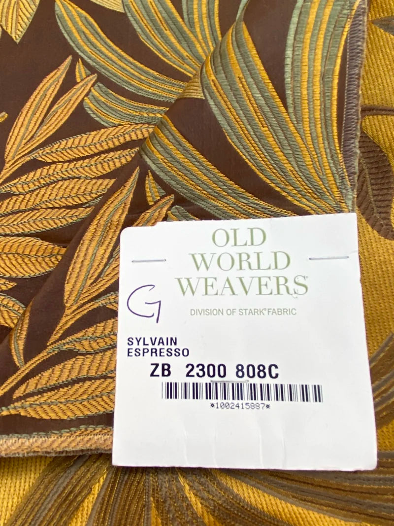 52 Berkbox72 Scalamandre Old World Weavers Square Silk  Sylvain Espresso Dark Brown Damask Tropical Foliage Monstera MSRP USD 300+/Y Piece G