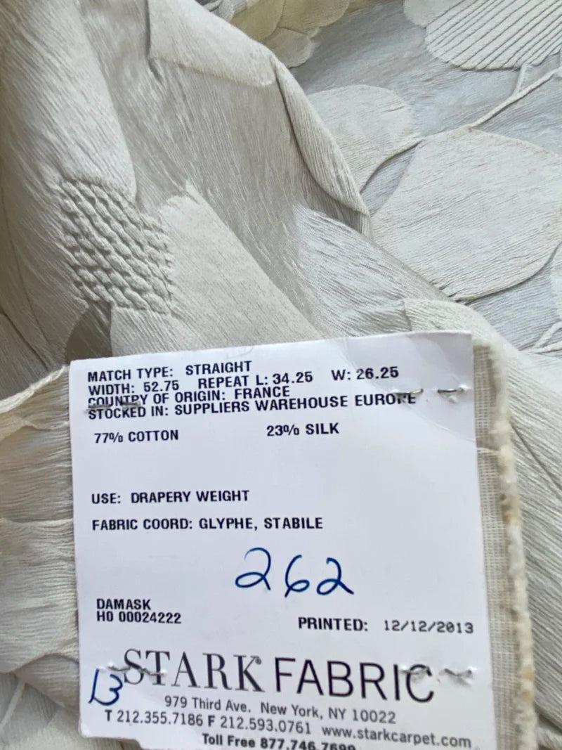 54 Berkbox72 Scalamandre Lelievre Paris Phylum Quartz Damask Leaves White MSRP USD 700+/Y