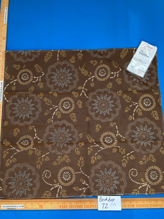 55 Berkbox72 Scalamandre Square Silk Kasumi Chocolate Brown Medallion Botanical MSRP USD276/y