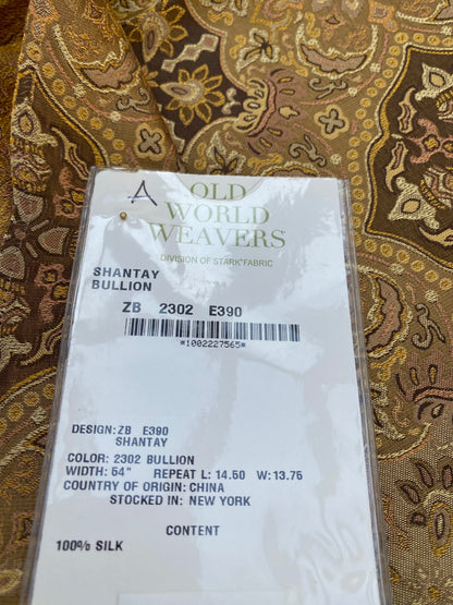57 Berkbox72 Scalamandre Square Silk Old World Weavers Shantay Bullion Brown Medallion MSRP $300+/y