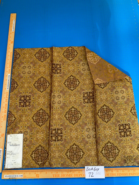 58 Berkbox72 Scalamandre Square Silk Old World Weavers Shantay Bullion Brown Medallion MSRP $300+/y