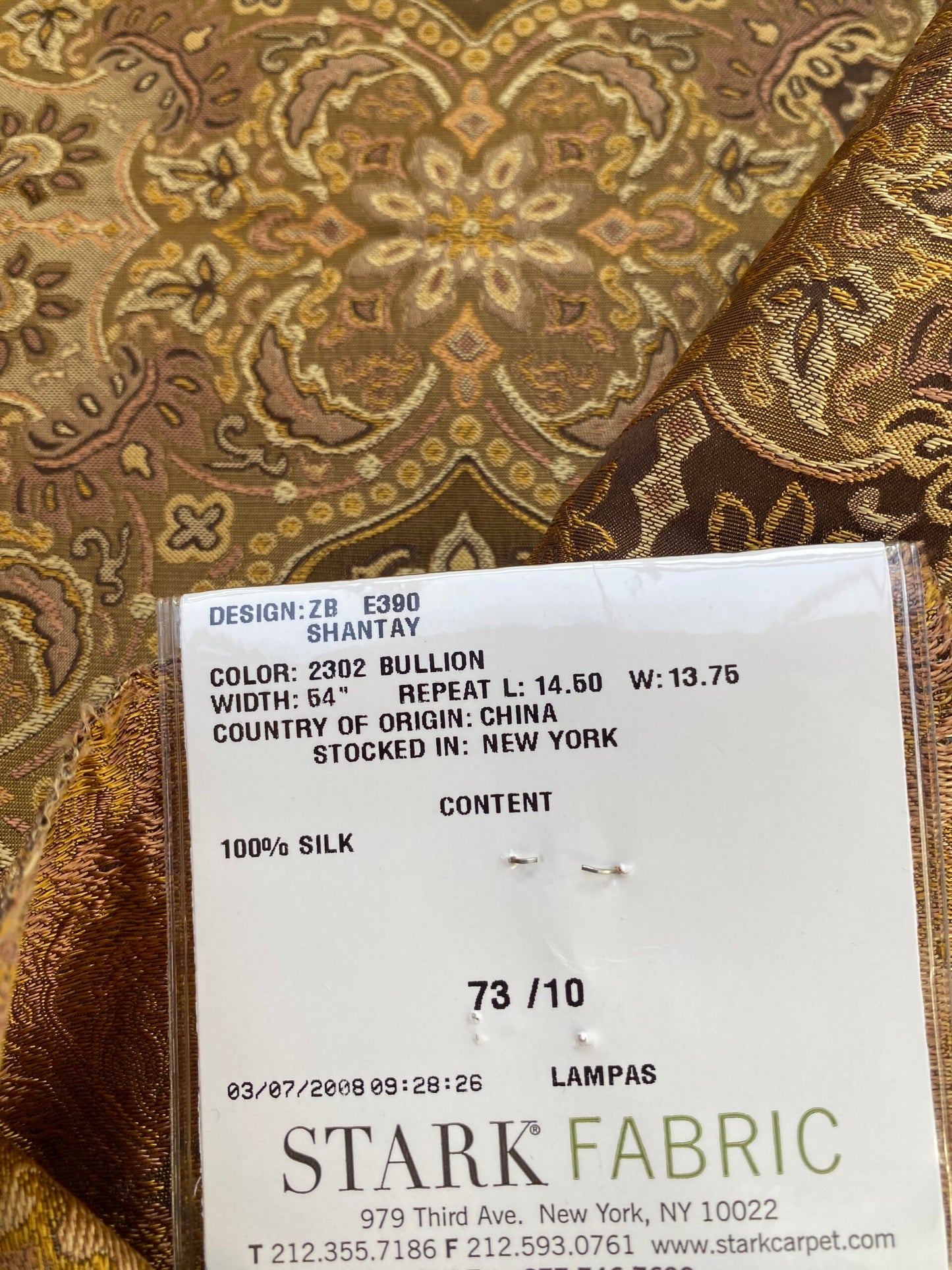 59 Berkbox72 Scalamandre Square Silk Old World Weavers Shantay Bullion Brown Medallion MSRP $300+/y