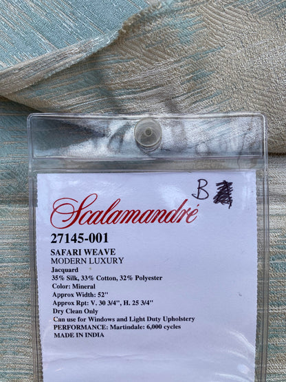 61 Berkbox72 Scalamandre Square Silk Safari Weave Mineral Green Gray Tiger Cheetah, Animal Skin MSRP USD390/y