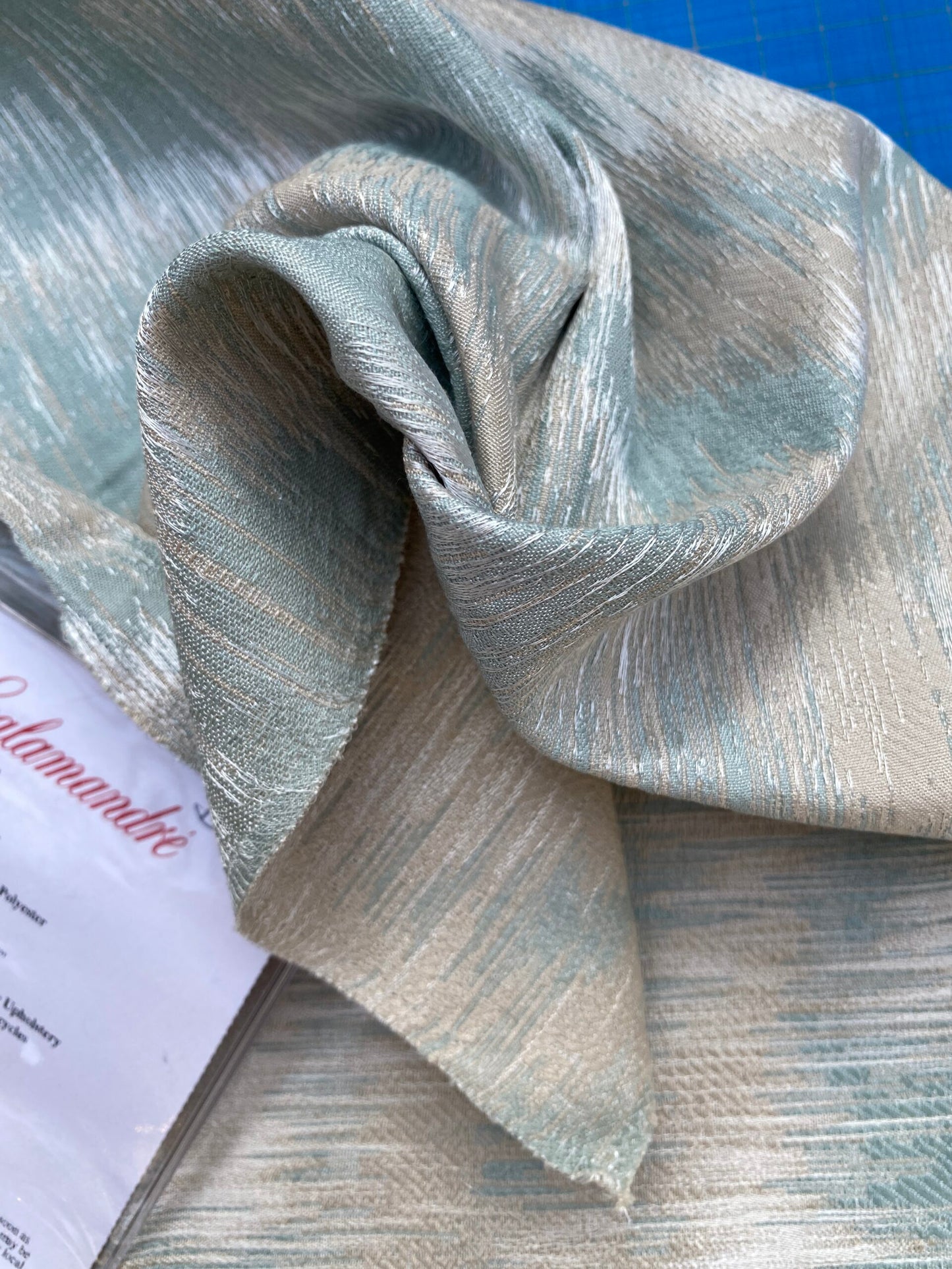 61 Berkbox72 Scalamandre Square Silk Safari Weave Mineral Green Gray Tiger Cheetah, Animal Skin MSRP USD390/y