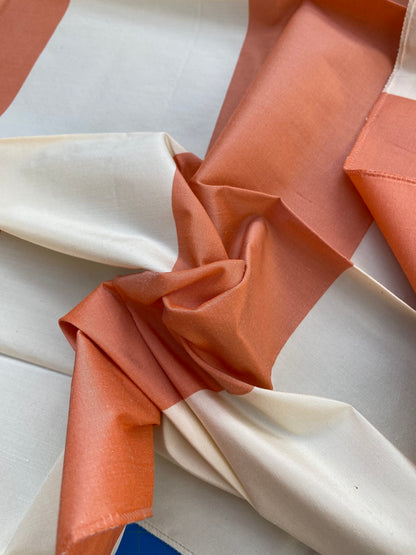 1 Berkbox71 Scalamandre Square 24x26" Silk Wool Grey Watkins Riviera Stripe St. Tropez Orange Beige / Natural MSRP USD300+/y