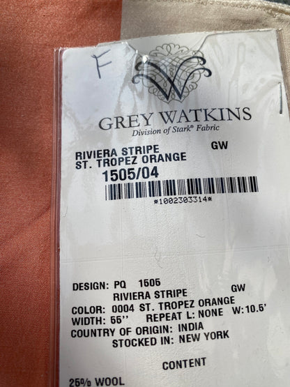 1 Berkbox71 Scalamandre Square 24x26" Silk Wool Grey Watkins Riviera Stripe St. Tropez Orange Beige / Natural MSRP USD300+/y