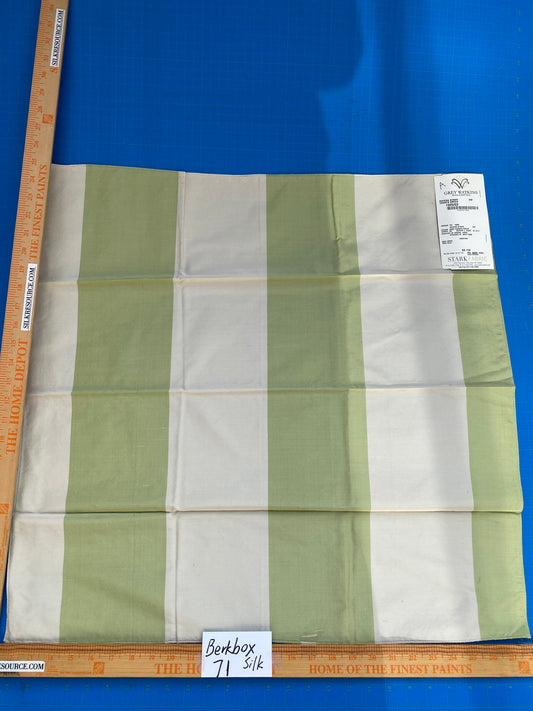 2 Berkbox71 Scalamandre Square Silk Grey Watkins Riviera Stripe Cannez Green White MSRP USD300+/y