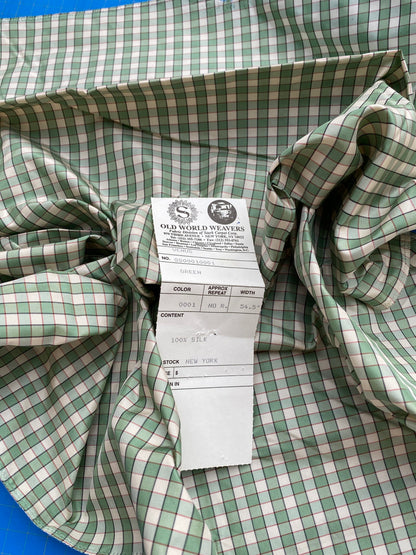7 Berkbox71 Scalamandre Square Silk Venus Green Plaid Check  MSRP USD300+/y