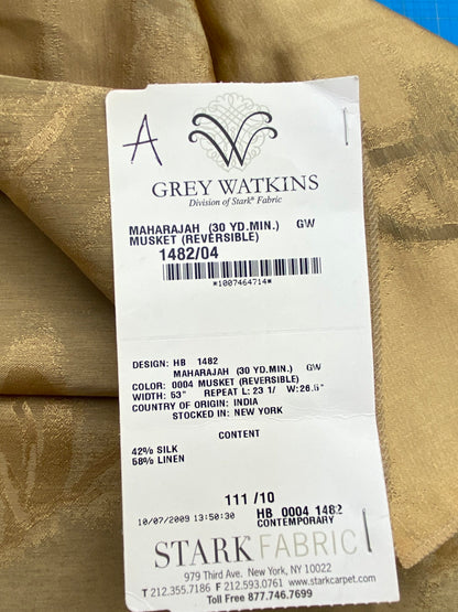 8 Berkbox71 Scalamandre Square Silk Grey Watkins Maharajah Musket Reversible Brown Damask Tree Foliage MSRP USD348/y Piece A