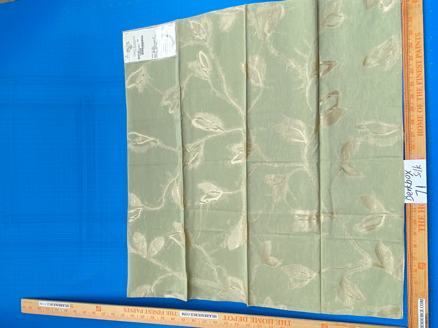 13 Berkbox71 Scalamandre Square Silk Grey Watkins Maharajah Arctic Reversible Green Cream Damask Tree Foliage MSRP USD348/y