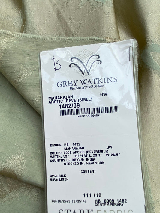 14 Berkbox71 Scalamandre Square Silk Grey Watkins Maharajah Arctic Reversible Green Cream Damask Tree Foliage MSRP USD348/y