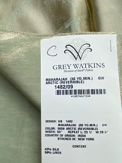 15 Berkbox71 Scalamandre Square Silk Grey Watkins Maharajah Arctic Reversible Green Cream Damask Tree Foliage MSRP USD348/y