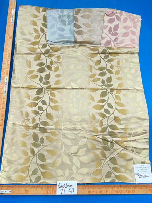 17 Berkbox71 Scalamandre Square Silk Old World Weavers Vallen Chartreuse Green Yellow Silk Leaf Woven  MSRP USD642/y