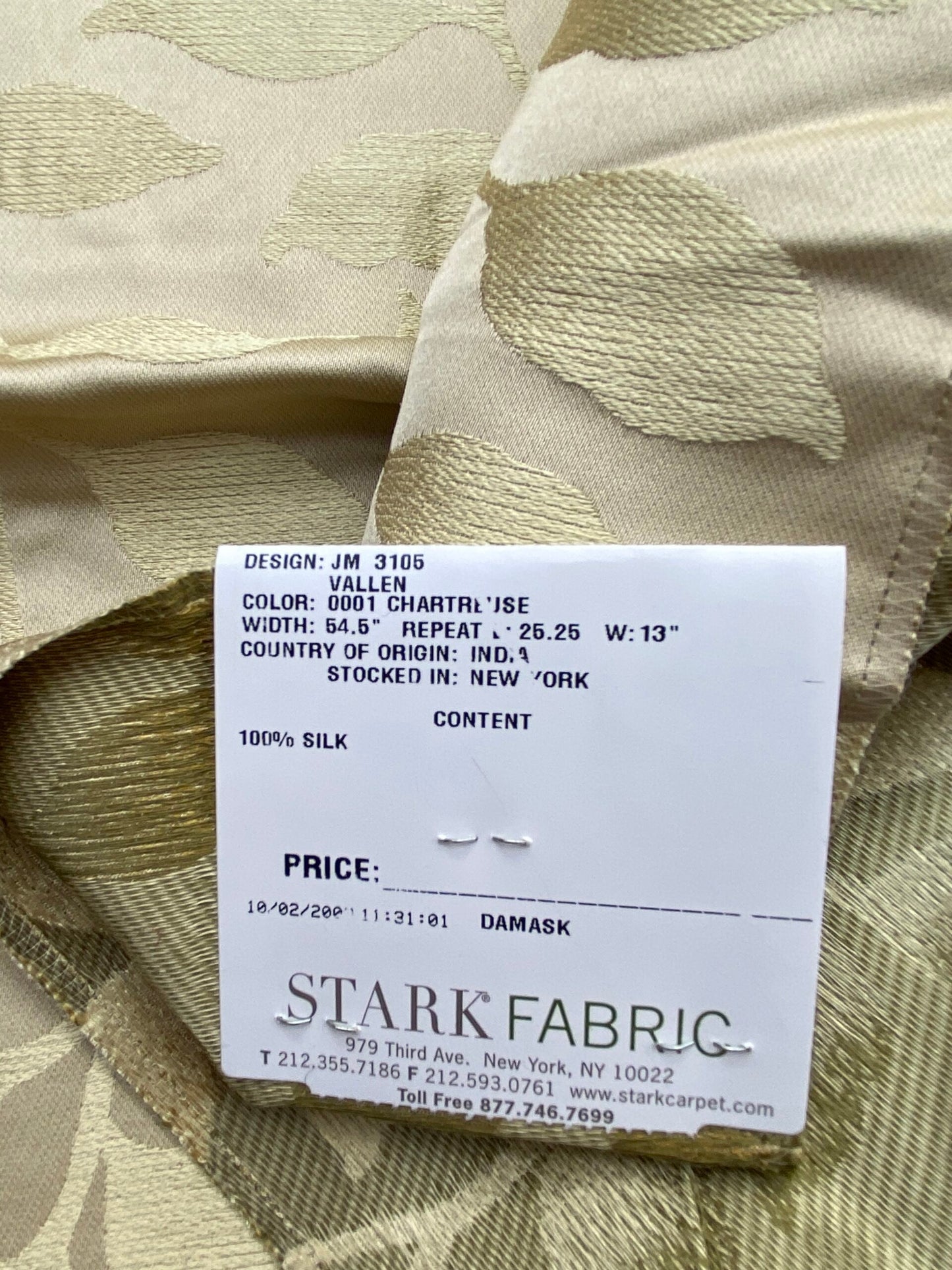 17 Berkbox71 Scalamandre Square Silk Old World Weavers Vallen Chartreuse Green Yellow Silk Leaf Woven  MSRP USD642/y