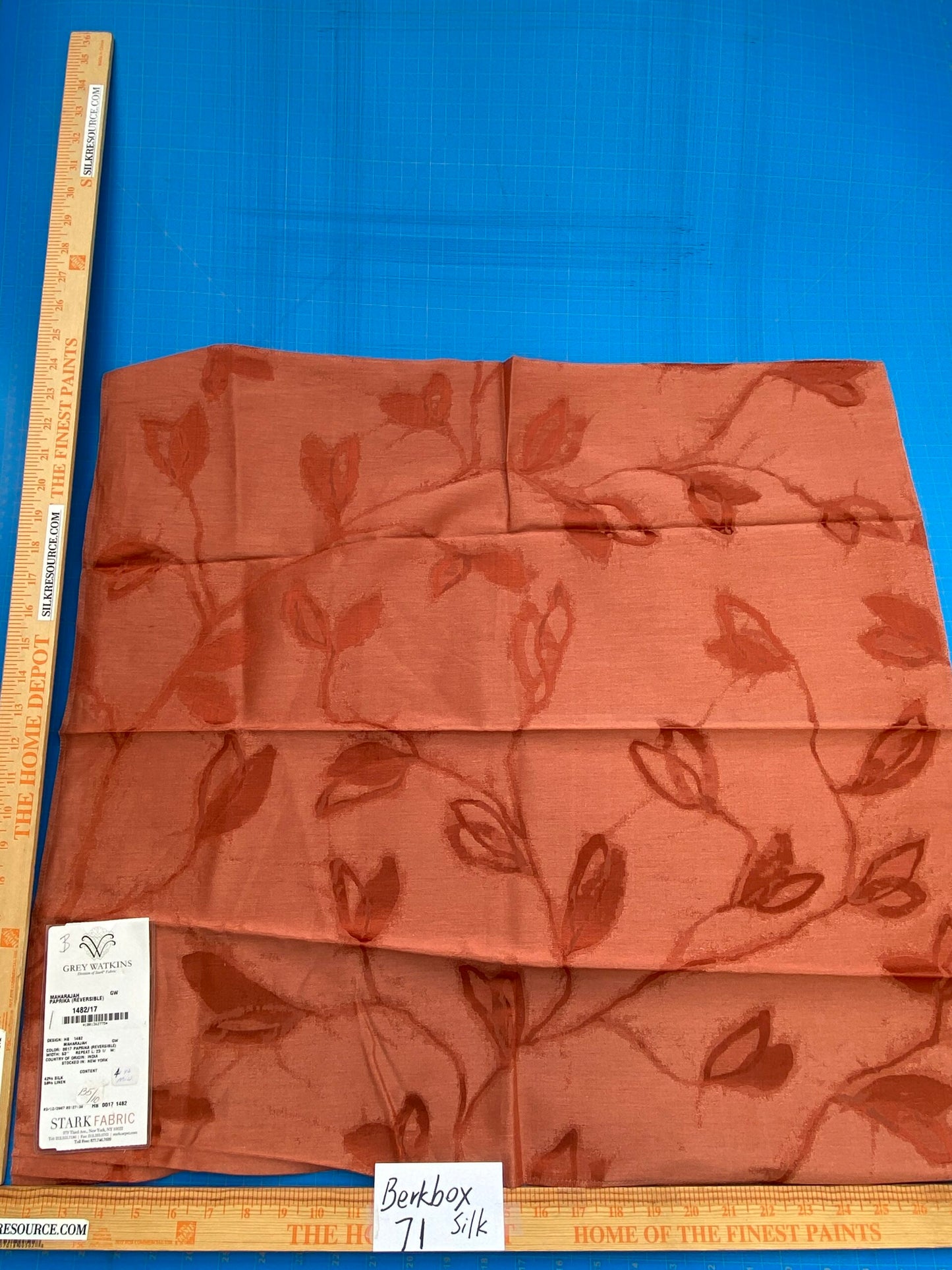 19 Berkbox71 Scalamandre Square Silk Grey Watkins Maharajah Paprika Reversible Red Tree Foliage MSRP USD348/y