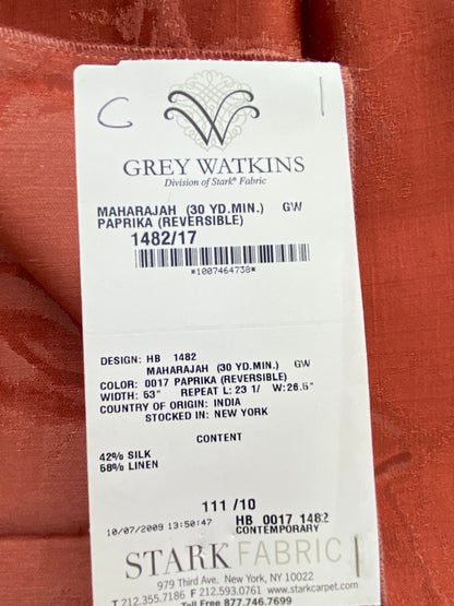 20 Berkbox71 Scalamandre Square Silk Grey Watkins Maharajah Paprika Reversible Red Tree Foliage MSRP USD348/y