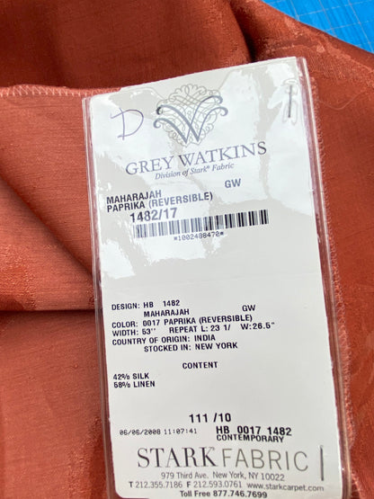 21 Berkbox71 Scalamandre Square Silk Grey Watkins Maharajah Paprika Reversible Red Tree Foliage MSRP USD348/y