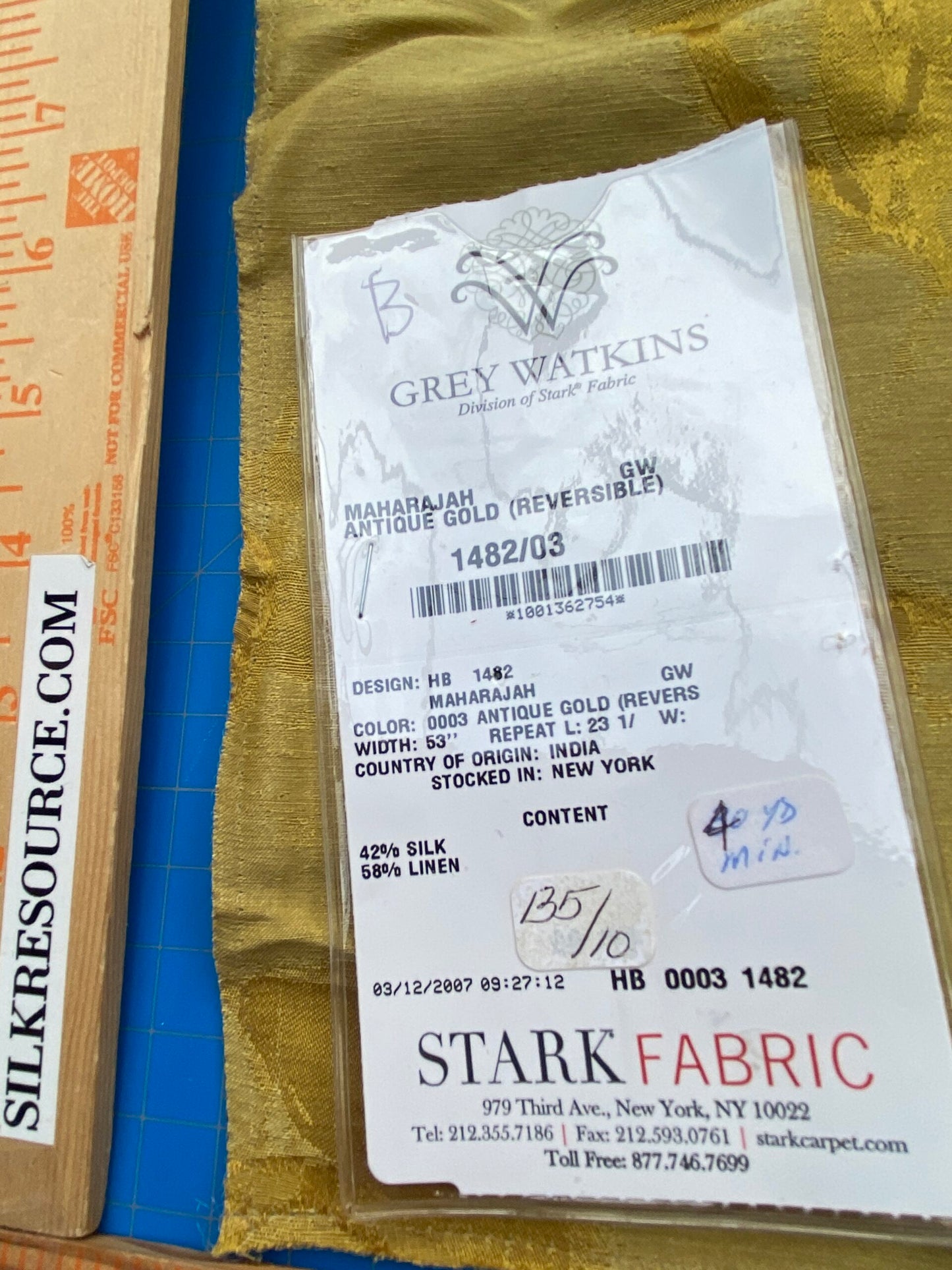 24 Berkbox71 Scalamandre Square Silk Grey Watkins Maharajah Antique Gold Reversible Gold Tree Foliage MSRP USD348/y