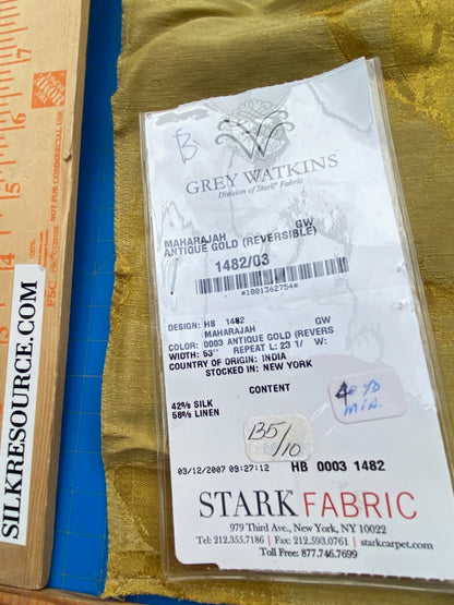 24 Berkbox71 Scalamandre Square Silk Grey Watkins Maharajah Antique Gold Reversible Gold Tree Foliage MSRP USD348/y