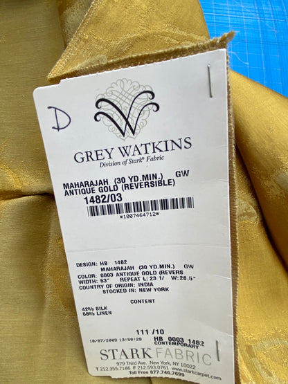 26 Berkbox71 Scalamandre Square Silk Grey Watkins Maharajah Antique Gold Reversible Gold Tree Foliage MSRP USD348/y