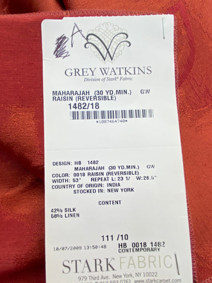 27 Berkbox71 Scalamandre Square Silk Grey Watkins Raisin Reversible Red Contemporary Tree Foliage MSRP USD348/y