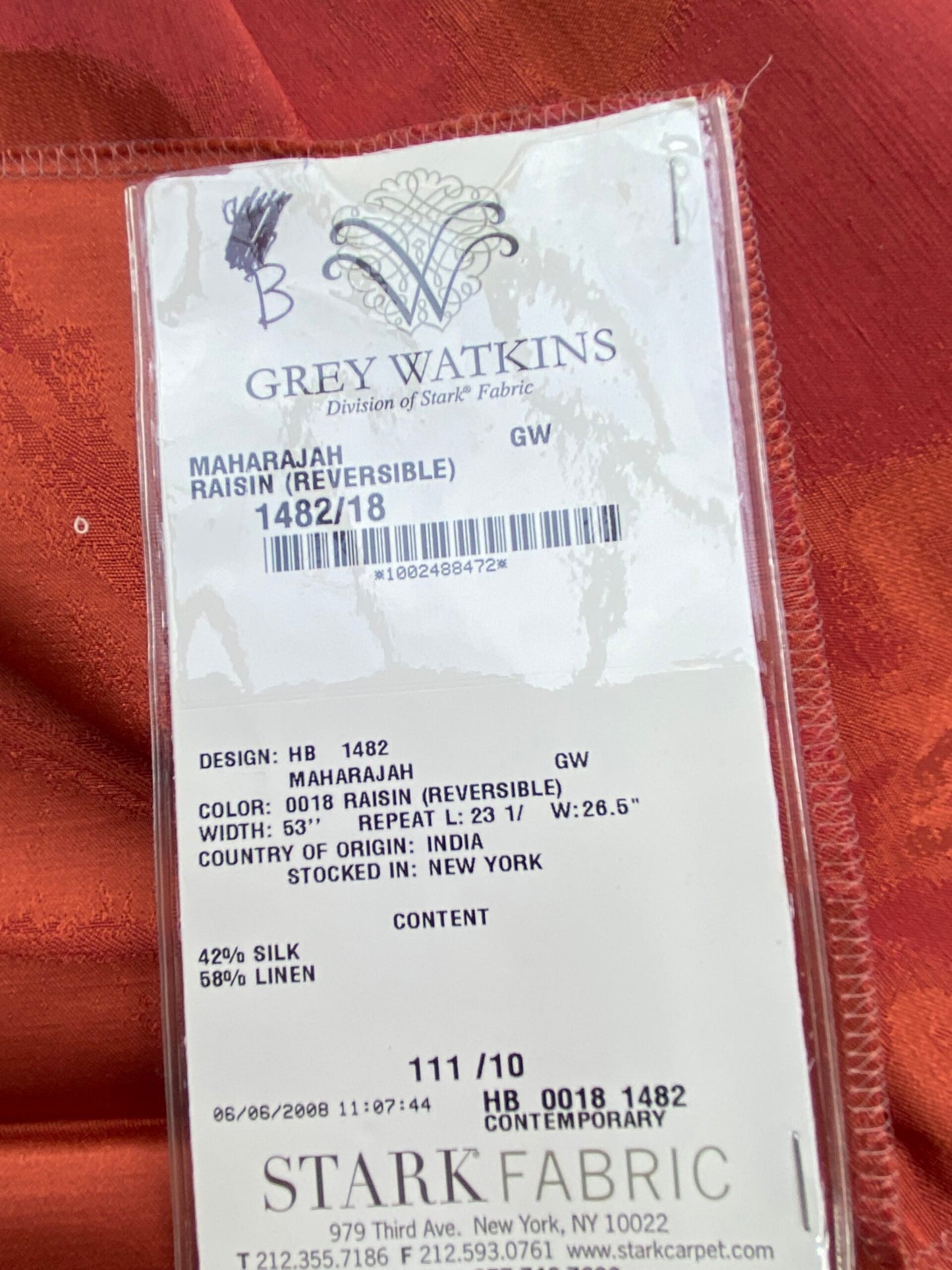 28 Berkbox71 Scalamandre Square Silk Grey Watkins Raisin Reversible Red Contemporary Tree Foliage MSRP USD348/y