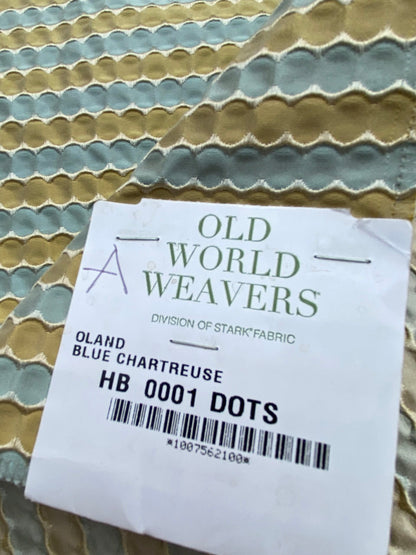 32 Berkbox71 Scalamandre Square Silk Old World Weavers Oland Blue Chartreuse Yellow Blue Circle Pattern Small Scale Stripe MSRP USD138/y