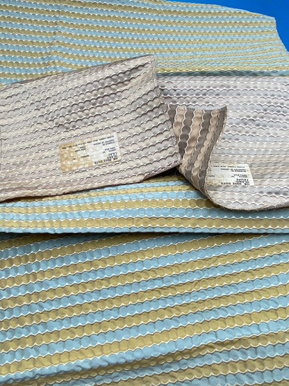 32 Berkbox71 Scalamandre Square Silk Old World Weavers Oland Blue Chartreuse Yellow Blue Circle Pattern Small Scale Stripe MSRP USD138/y