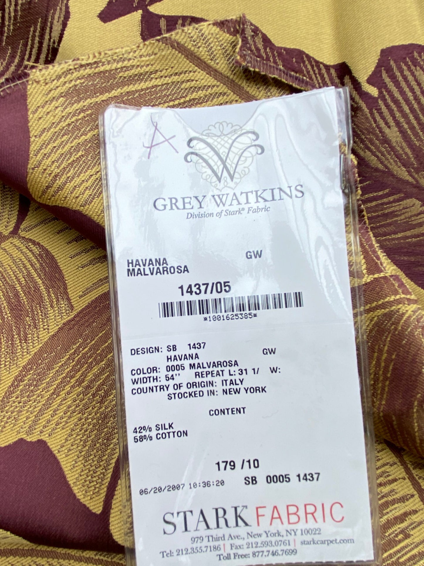 37 Berkbox71 Scalamandre Square Silk Grey Watkins Havana Malvarosa Leaves Foliage Malvarosa Purple Gold Tropical MSRP USD 412/y