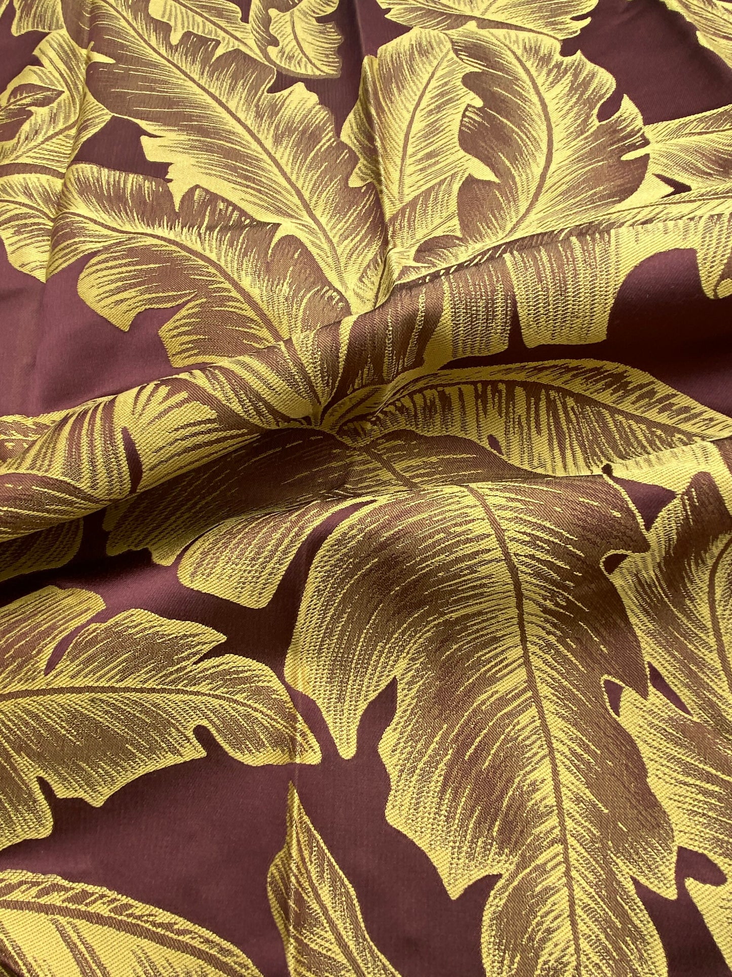 38 Berkbox71 Scalamandre Square Silk Grey Watkins Havana Malvarosa Leaves Foliage Malvarosa Purple Gold Tropical MSRP USD 412/y