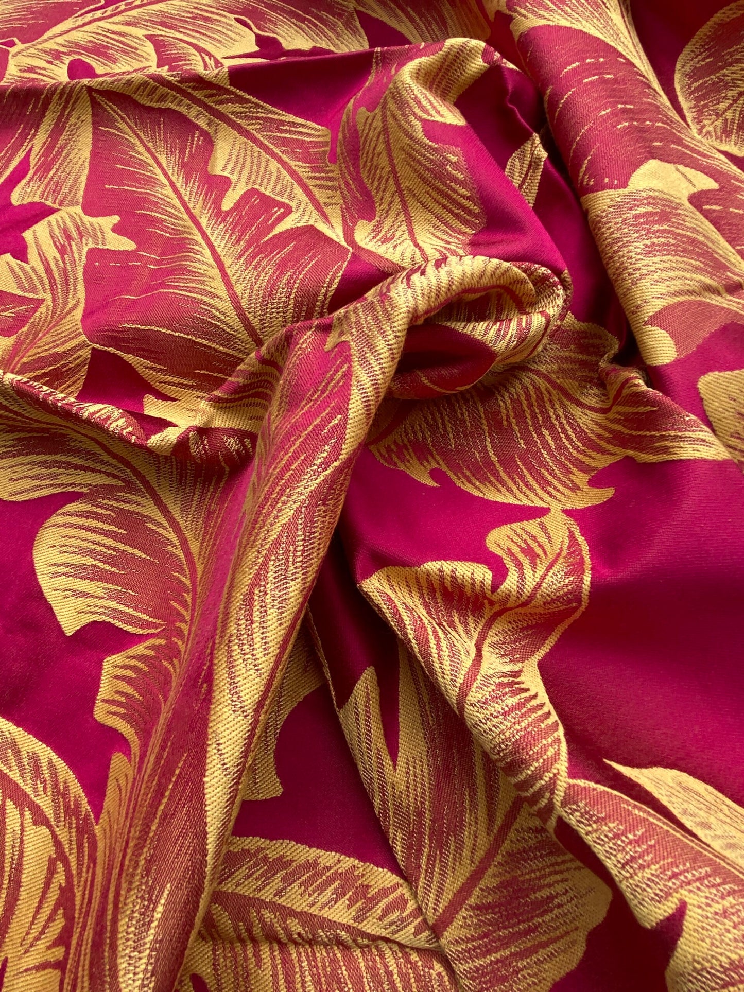 39 Berkbox71 Scalamandre Square Silk Grey Watkins Havana Cremisi Leaves Foliage Malvarosa Purple Gold Tropical MSRP USD 412/y