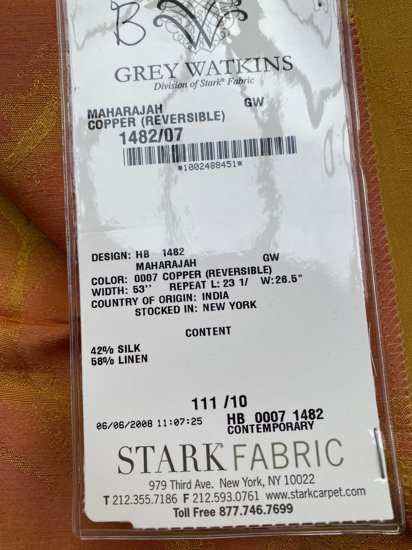 54 Berkbox71 Square Silk by Grey Watkins Maharajah Copper Reversible Orange Contemporary MSRP USD 348/y