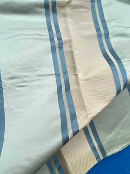 47 Berkbox71 Scalamandre Square Silk Old World Weavers Chaplin Sky Silk Stripe Light Blue Beige MSRP USD 300+/y