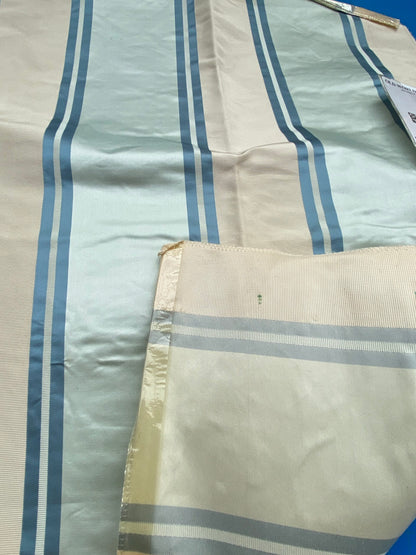 47 Berkbox71 Scalamandre Square Silk Old World Weavers Chaplin Sky Silk Stripe Light Blue Beige MSRP USD 300+/y