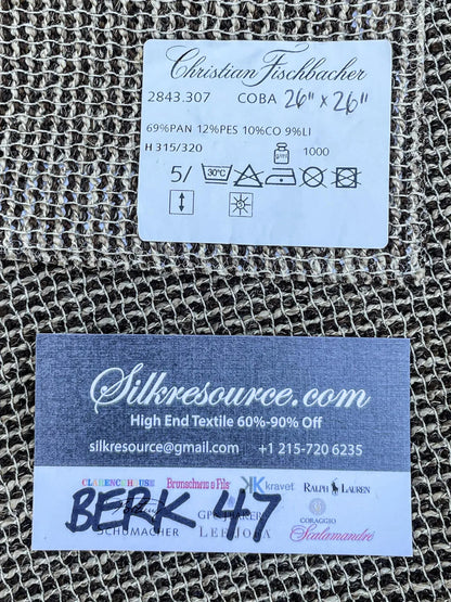 2 Berkbox47 26"x 26" Square Scalamandre COBA Black Beige Texture Solid