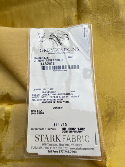 52 Berkbox71 Scalamandre Square Silk Grey Watkins Maharajah Citrun Reversible Yellow Contemporary MSRP USD 348/y