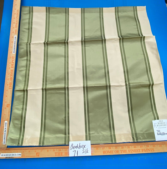 53 Berkbox71 Scalamandre Square Silk Old World Weavers Chaplin Grass Stripe Green White MSRP USD 300+/y