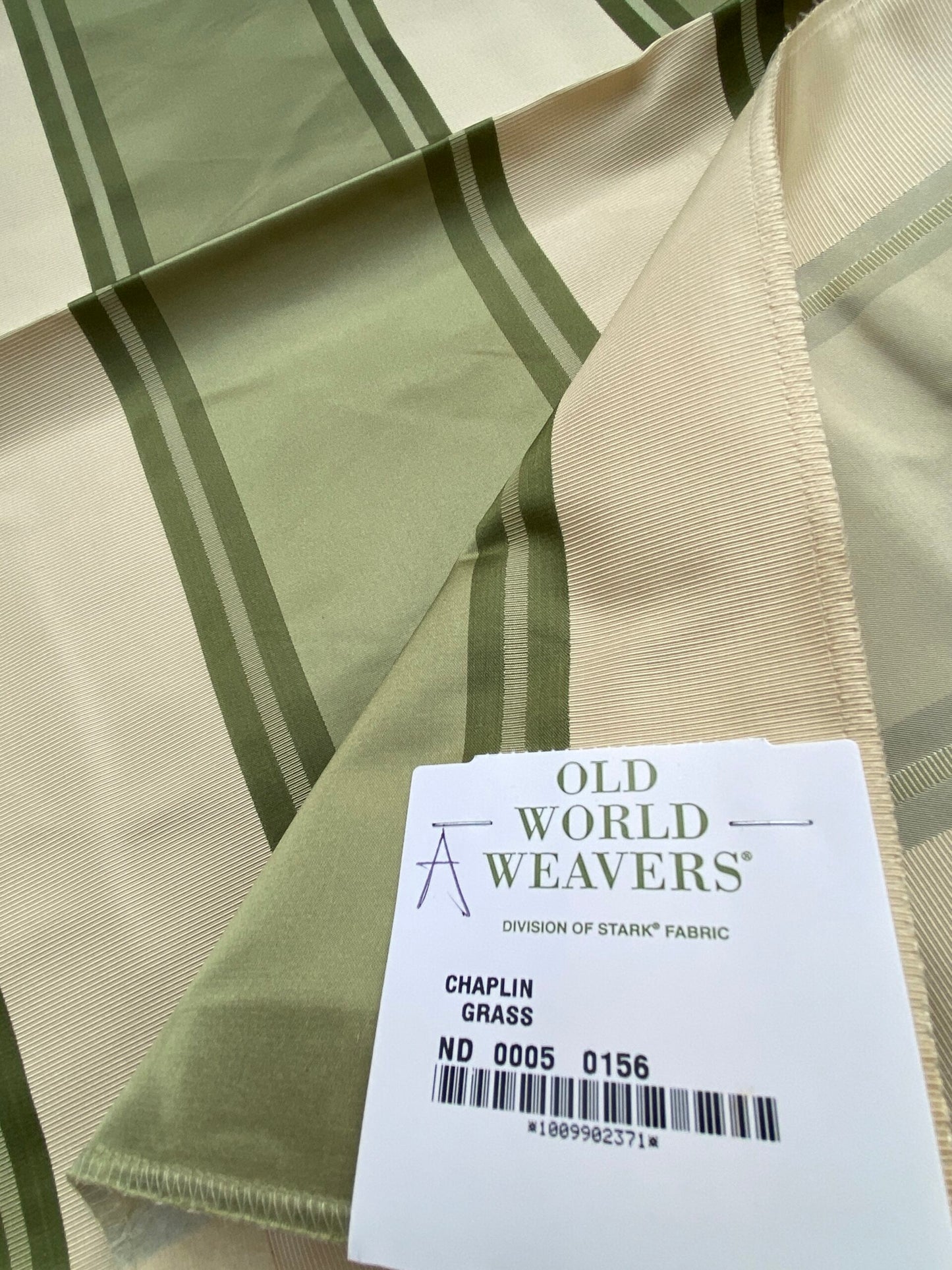 53 Berkbox71 Scalamandre Square Silk Old World Weavers Chaplin Grass Stripe Green White MSRP USD 300+/y