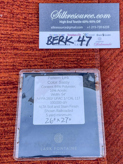 6 Berkbox47 26″x 27″ Square Scalamandre LINK Sassy Orange Texture Solid