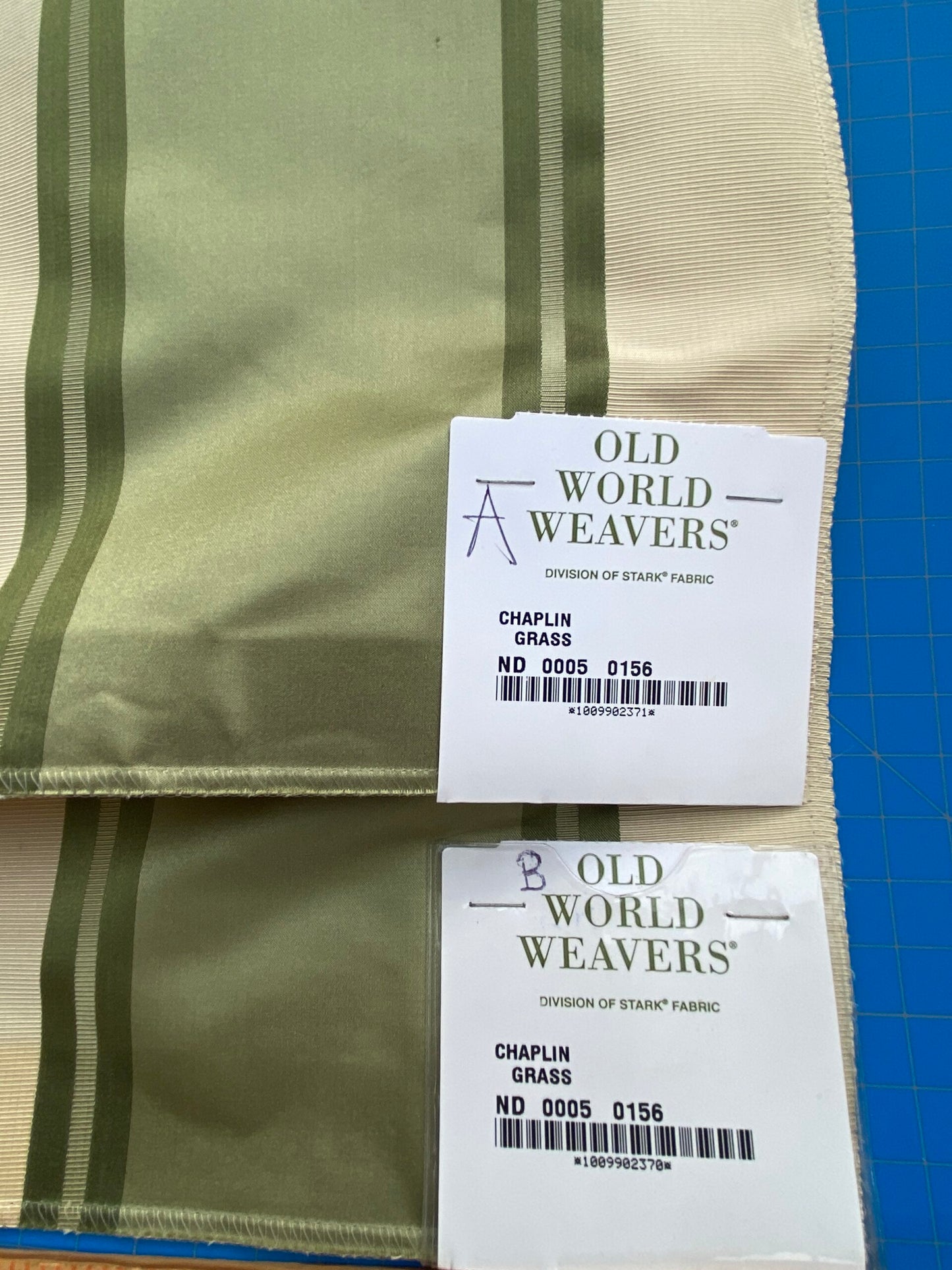 53 Berkbox71 Scalamandre Square Silk Old World Weavers Chaplin Grass Stripe Green White MSRP USD 300+/y