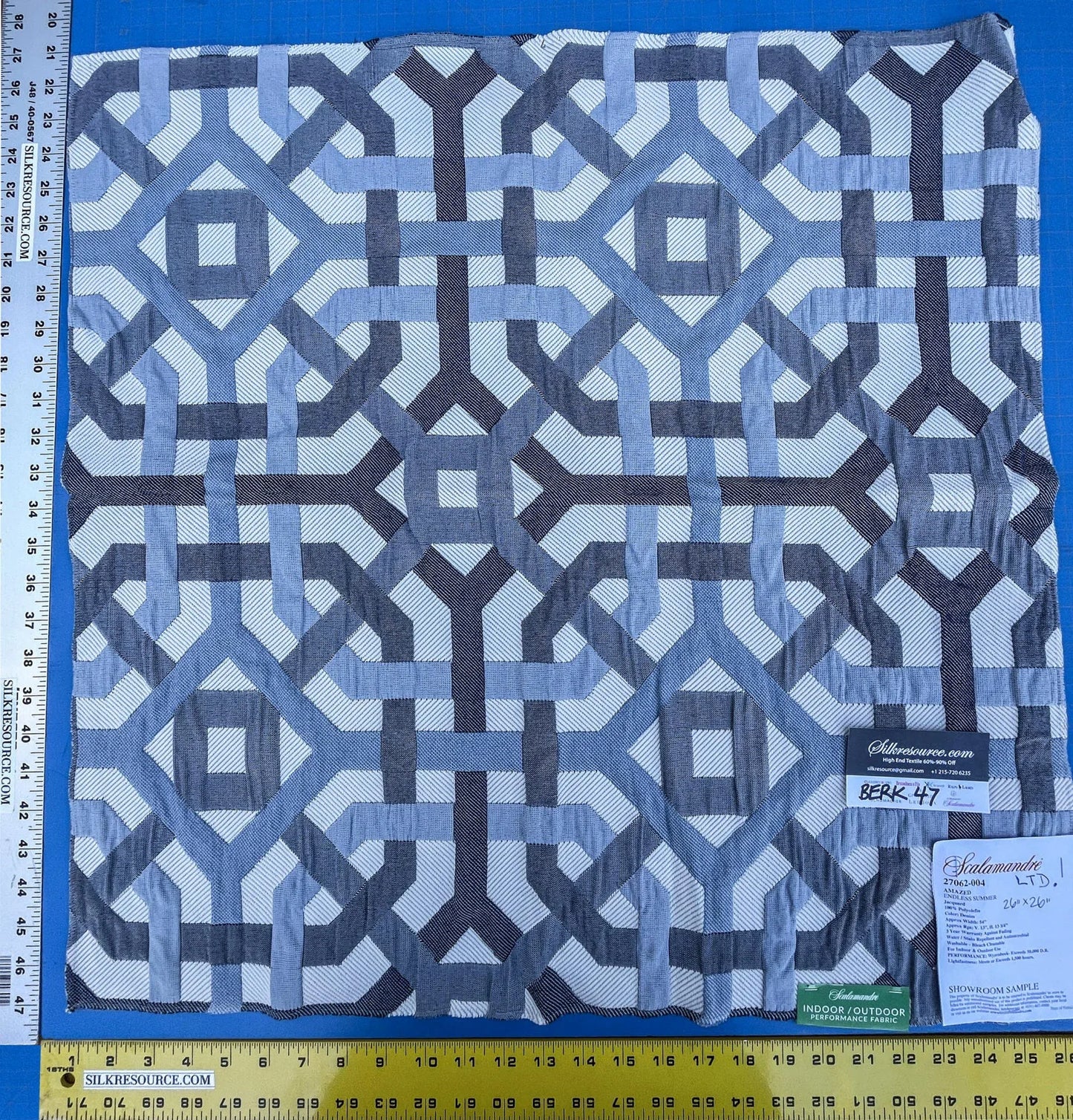 8   Berkbox47 26"x 26" Square Scalamandre Amazed Denim Endless Summer Geometric Jacquard